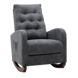 High Back Rocking Chair Nursery Chair - Comfortable Rocker, Fabric Padded Seat, Modern High Back Armchair, Dark Gray, by Lissie Lou