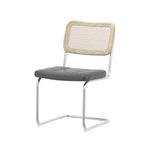 Set of 4 Grey Leather-Feel Rattan Dining Chairs with High-Density Cushioning by Lissie Lou