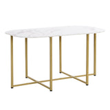 7-Piece Golden and White Compact Faux Marble Modern Dining Set for 6 with Iron Frame by Lissie Lou