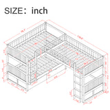 Twin Size Bunk Bed with a Loft Bed attached, with Two Drawers, Gray