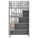 Versatile Twin over Twin Bunk Bed with Trundle and Storage in Sophisticated Gray