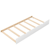 Twin over Twin/Double Pull-out Bunk Bed with Trundle, White