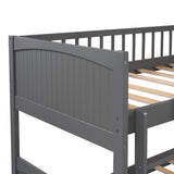 Twin Size Bunk Bed with a Loft Bed attached, with Two Drawers, Gray
