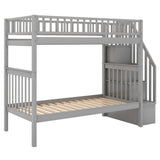Versatile Twin over Twin Bunk Bed with Trundle and Storage in Sophisticated Gray