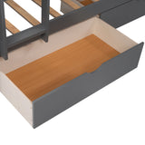 Twin Size Bunk Bed with a Loft Bed attached, with Two Drawers, Gray