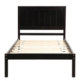Twin Platform Bed Frame with Headboard, Wood Slat Support- Espresso