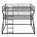 Full XL over Twin XL over Queen Size Triple Bunk Bed with Long and Short Ladder,Black