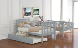 Versatile Twin over Twin Bunk Bed with Trundle and Storage in Sophisticated Gray