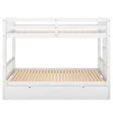 Twin over Twin/Double Pull-out Bunk Bed with Trundle, White