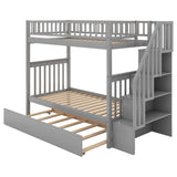 Versatile Twin over Twin Bunk Bed with Trundle and Storage in Sophisticated Gray