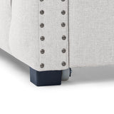 Twin Daybed with Twin Trundle Upholstered Tufted Sofa Bed, with Button and Copper Nail on Square Arms, Beige（85“x42.5”x31.5“)