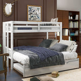 Twin over Twin/Double Pull-out Bunk Bed with Trundle, White
