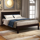 Twin Platform Bed Frame with Headboard, Wood Slat Support- Espresso