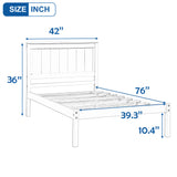 Twin Platform Bed Frame with Headboard, Wood Slat Support- Espresso