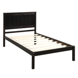 Twin Platform Bed Frame with Headboard, Wood Slat Support- Espresso