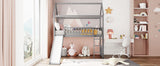 Twin Loft Bed with Slide, House Bed with Slide- Gray