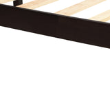 Twin Platform Bed Frame with Headboard, Wood Slat Support- Espresso