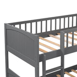 Twin Size Bunk Bed with a Loft Bed attached, with Two Drawers, Gray