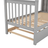 Versatile Twin over Twin Bunk Bed with Trundle and Storage in Sophisticated Gray