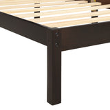 Twin Platform Bed Frame with Headboard, Wood Slat Support- Espresso