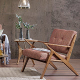 Mid-Century Modern Orange Lounge Chair with Tufted Cushions by Lissie Lou